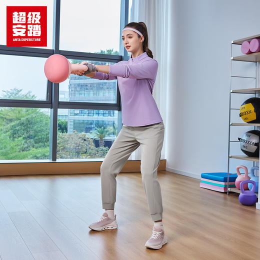 超级安踏运动长袖T恤女士秋季半开拉链高弹修身套头衫上衣162537402U 商品图4