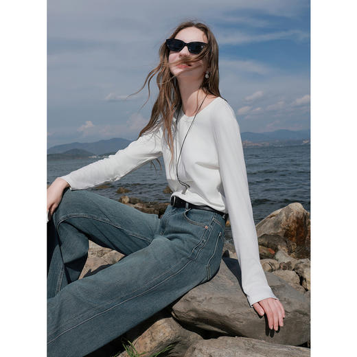 【匹马棉】三彩2026春季新款纯棉T恤圆领正肩长袖内搭Z 商品图3