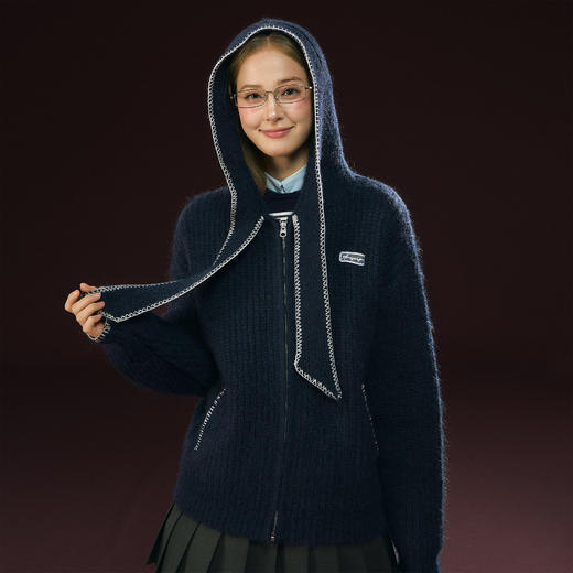 Ariseism 美式复古设计感针织开衫毛衣女秋冬新款上衣 商品图1