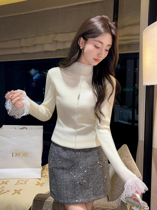 张心子【时髦精密码】高腰亮片遮胯显瘦半身裙 U2511106 商品图5