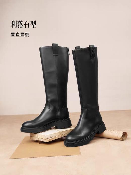 【云粉节】BF楼Bata及膝骑士靴女2025冬款牛皮粗跟百搭长筒靴AC247DG5   吊牌价2059   活动价1399 商品图1
