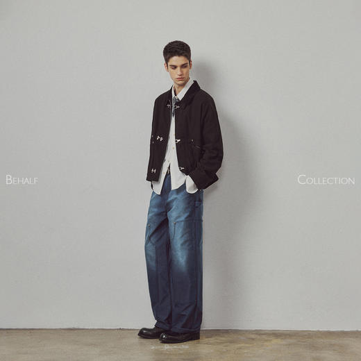 714street高端线BEHALF 灯芯绒拼接飞机扣千鸟格里布防风领短夹克 商品图1