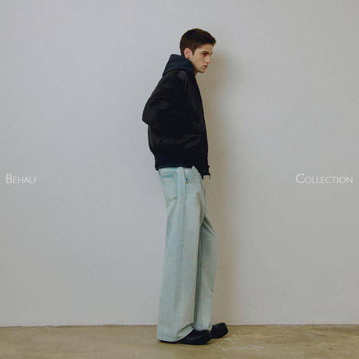 714street高端线BEHALF 土耳其进口「奶油冰蓝」水洗大直筒牛仔裤 商品图1