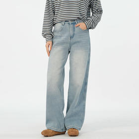 基本款复合绒阔腿牛仔裤-纪念日百货门店同款167546566