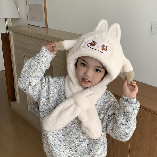 【YW】无忧购59元2件耳朵会动的拉布布儿童保暖帽子围巾二合一（截单后3-5天发货) 商品图3