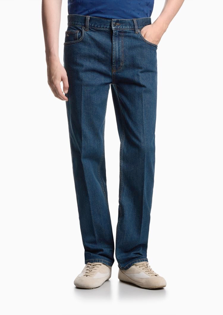 E@秋冬款 后袋水印图案 棉弹牛仔裤 NZK251