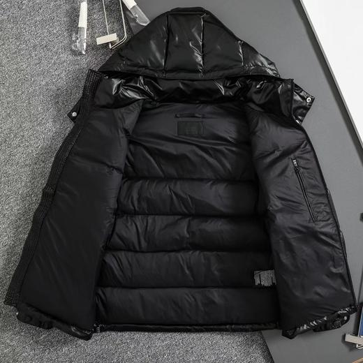 D111934胸前拉链设计25年秋冬黑杏拼色白鸭绒羽绒服 商品图6