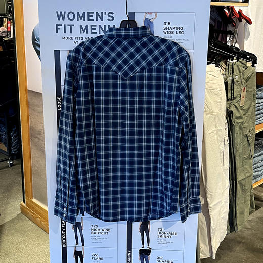 Levi’s/李维斯 男士春秋纯棉经典西部风双口袋格纹尖领长袖衬衫 商品图2