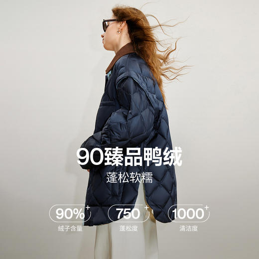 初语双面穿羽绒服女2025冬季新款发热抗菌柔软白鸭绒拼接领口外套8546017 商品图1