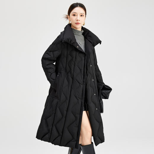 QS冬季新款鹅绒服宽松过膝加厚中长款保暖日常通勤款纯色外套女0039 商品图1
