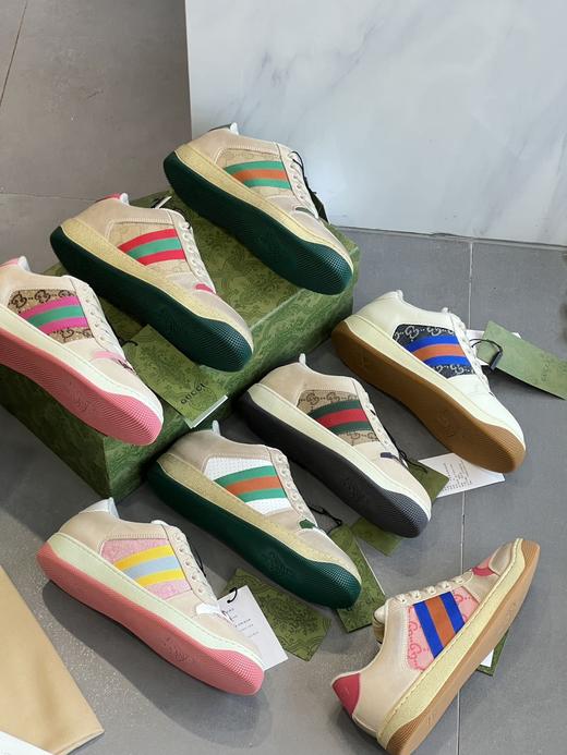 G家脏脏鞋男女款2025春秋季新款真皮情侣板鞋复古老花厚底小脏鞋 商品图2