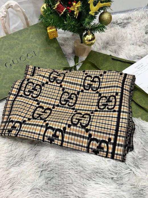 D111907既是围巾也是披肩！黑金双面羊毛围巾 商品图5