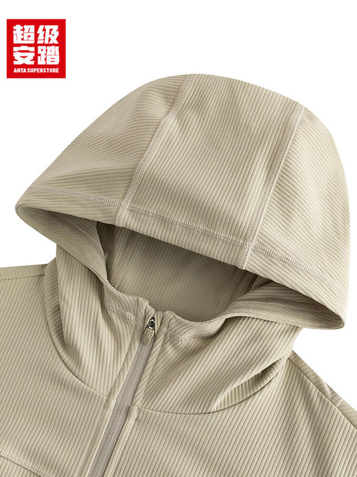 超级安踏运动外套女士秋季修身肌理弹力针织拇指洞连帽上衣162535702U 商品图2