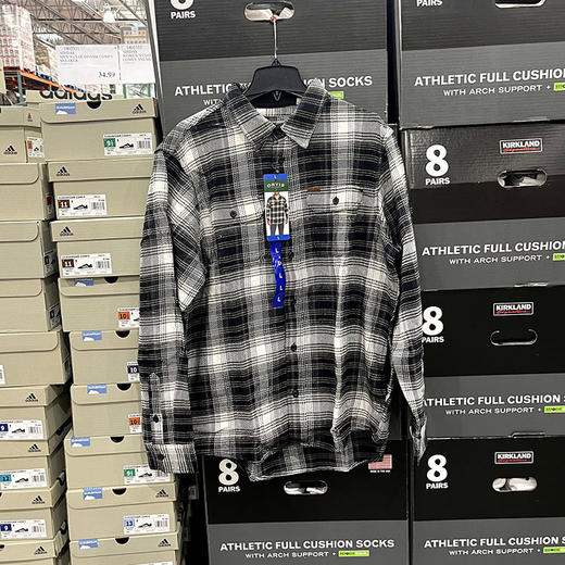 ORVIS 男士春秋棉质休闲撞色格子双口袋尖领工装长袖衬衫 商品图0