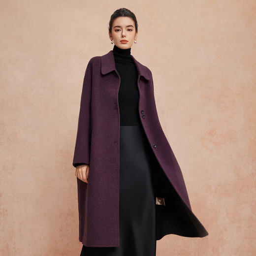 QH921斯尔丽2025新款双面双色宽松廓形慵懒风简洁大方羊毛大衣 商品图9