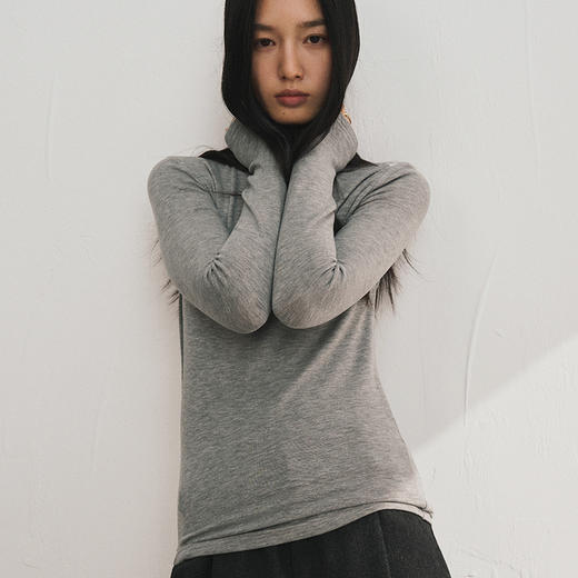 【拍2件99元】【天丝醋酸羊毛针织衫】秋冬莱赛尔修身高领上衣高级感洋气内搭T恤 商品图5