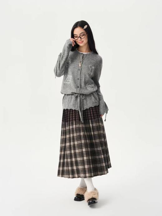 heris/H54104/周末早餐刺绣 镂空钩花下摆 抽绳多穿羊驼羊毛毛衣开衫 商品图4