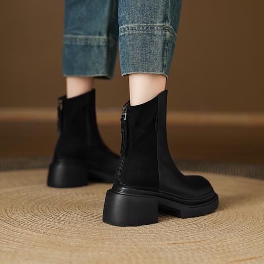 【复古拼接休闲短靴】 底新款靴子舒适不累脚6CM-CC 商品图3