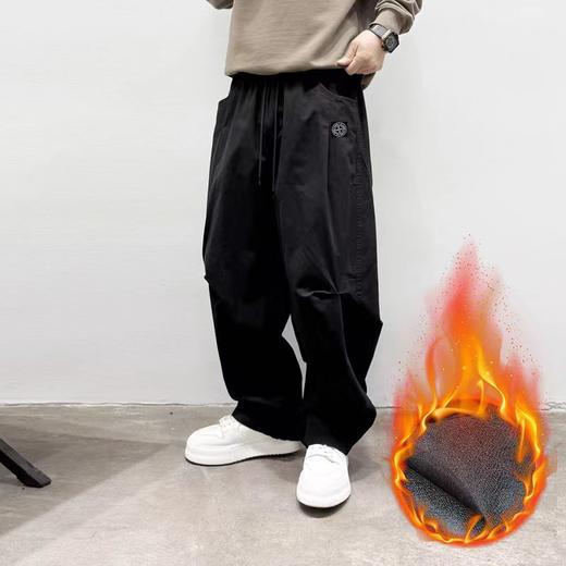 D111923户外高街加绒加厚重磅水洗宽松多口袋工装机能束脚裤 商品图7