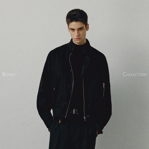 714street高端线BEHALF 水洗皮料拼接 双门襟解构 机车bomber夹克 商品图0