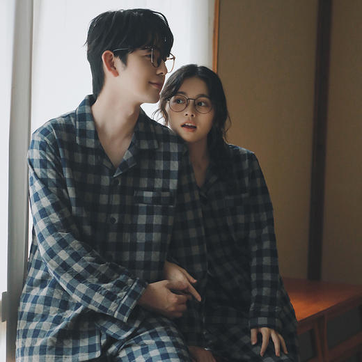 三层空气棉~无印风冬季全棉加厚保暖空气棉夹层情侣家居服套装  里外全棉 夹层蓄热 亲肤舒适 商品图4