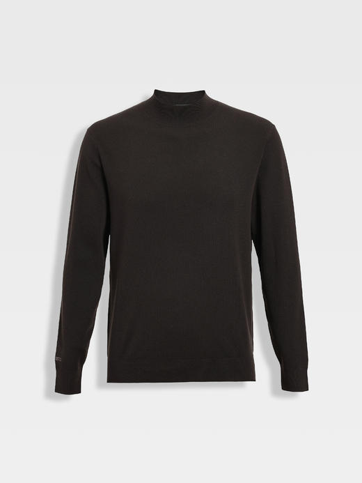 callisto黑色羊毛混纺中领毛衣 商品图10