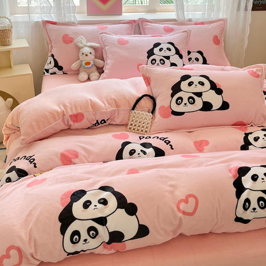 【秋冬季新款印花牛奶绒四件套】卡通风加厚保暖床单四件套 商品图7