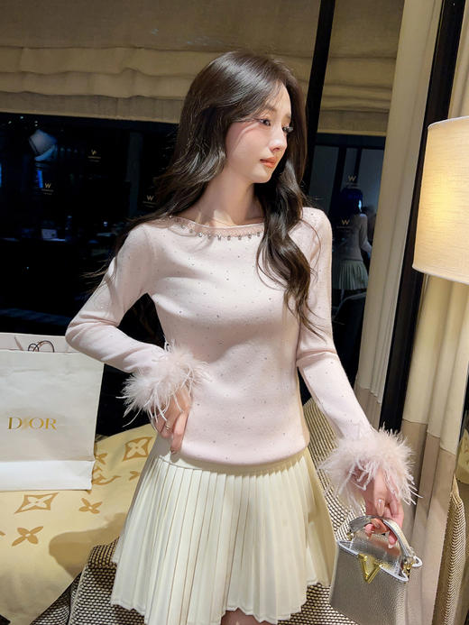 张心子【冬的诗篇】圆领仙气满天星羽毛手袖上衣 U2511070 商品图7