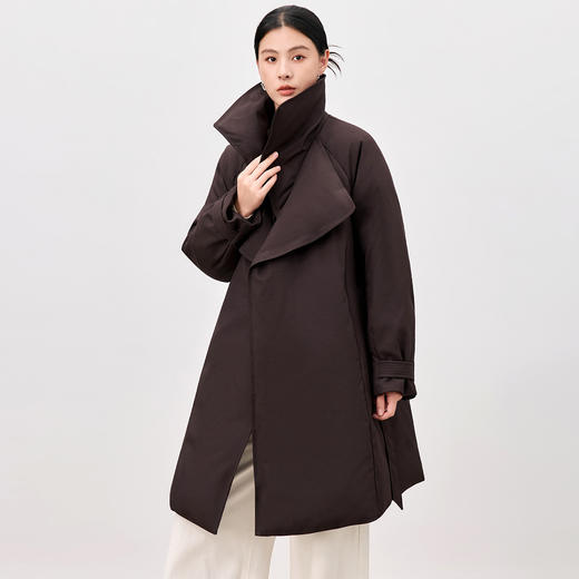 QS25冬季新款长款过膝鹅绒服女款加厚保暖外套设计感开领95鹅绒2119 商品图3