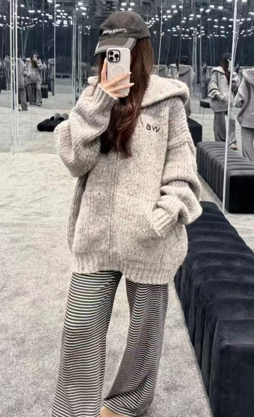 中性款彩色羊毛粗针织毛衣外套hu002 商品图4