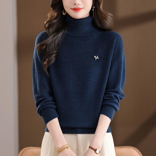 高领针织打底衫女士秋冬，高级感洋气时尚内搭上衣短款毛衣CC-101-8136 商品图3