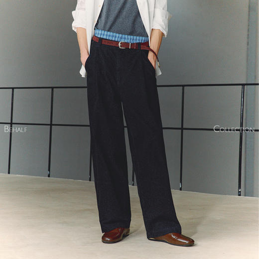 714street高端线 BEHALF 重磅全棉水洗 古着感定番收脚休闲长裤 商品图0