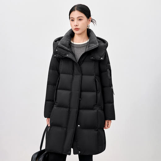 QS羽绒服长款2025年冬季新款过膝加厚爆款宽松90白鸭绒保暖外套5201 商品图1