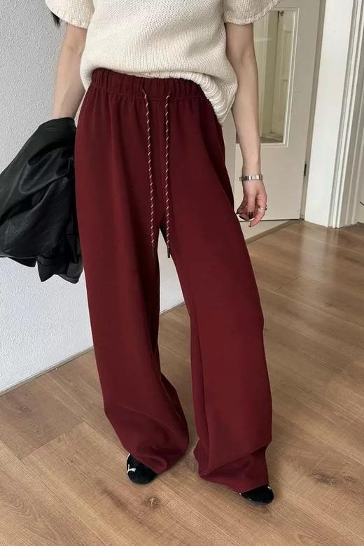 HAYES 薄绒彩色抽绳宽松阔腿休闲长裤 21616 商品图0