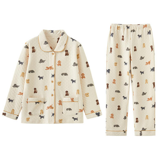 三层空气棉~秋冬季空气棉夹层纯棉长袖套装可爱女款休闲家居服 轻暖不厚重 商品图5