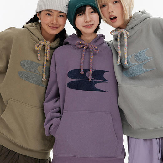 CryingCenter 秋冬连帽毛巾绣logo彩点抽绳加绒加厚卫衣 哭喊中心 商品图2