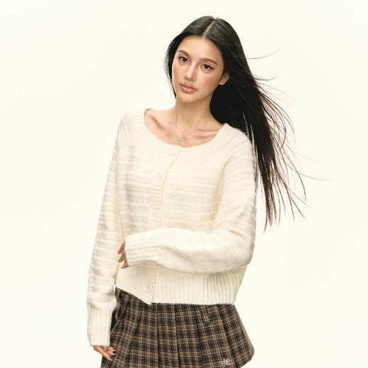 Ariseism 美式复古圆领针织开衫毛衣女秋冬新款上衣 商品图0