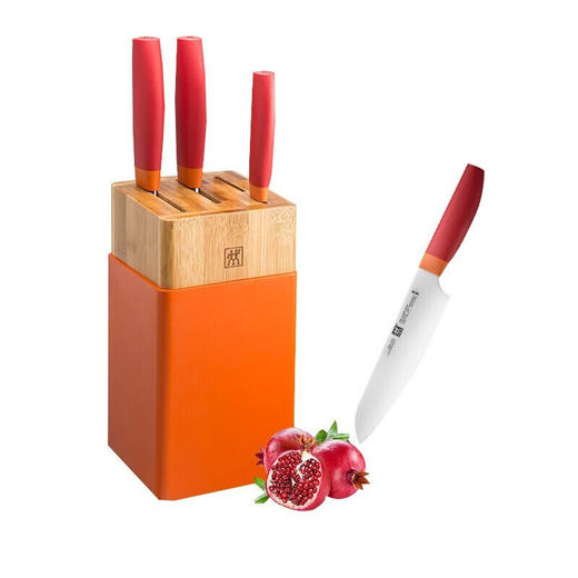[双立人]NOWS刀具5件套(蔬菜刀、多用刀、中片刀、砍刀、实木插刀架) 商品图1