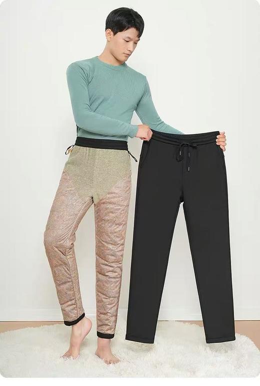 【五只白鹅】男士鹅绒裤防泼水加绒加厚羽绒裤冬季保暖裤9289 商品图5