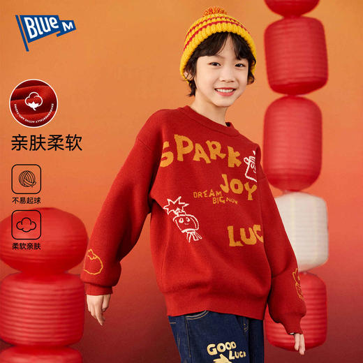 儿童毛衣冬季男童针织衫冬装男孩女童毛线衣儿童拜年服新年衣服冬Z5DBN014【2601年服专场】 商品图1