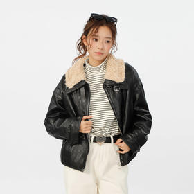 复古宽松版毛绒大翻领皮衣外套-纪念日百货门店同款167343996