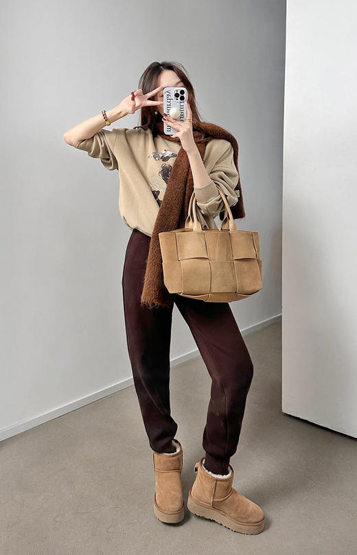 美洋同款大白鹅腹绒毛➕桑蚕丝➕绵羊毛保暖卫裤 商品图3