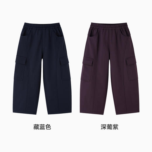 【加绒/时尚阔腿裤】男女童梭织夹裤冬季新款安奈儿童装EM546644 商品图3