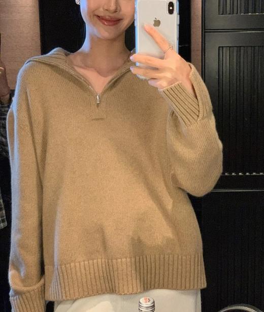 女款半拉链羊絨针织毛衣zh015 商品图1