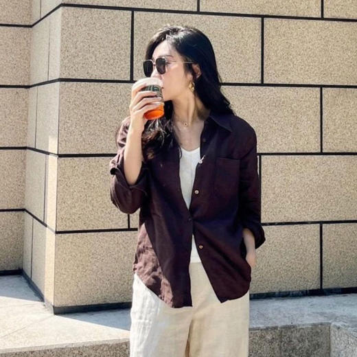 凡戴克棕棉麻天丝衬衫 | 冬天穿「凡戴克棕」衬衫，真显白！【3-5天发货，周末顺延】 商品图8