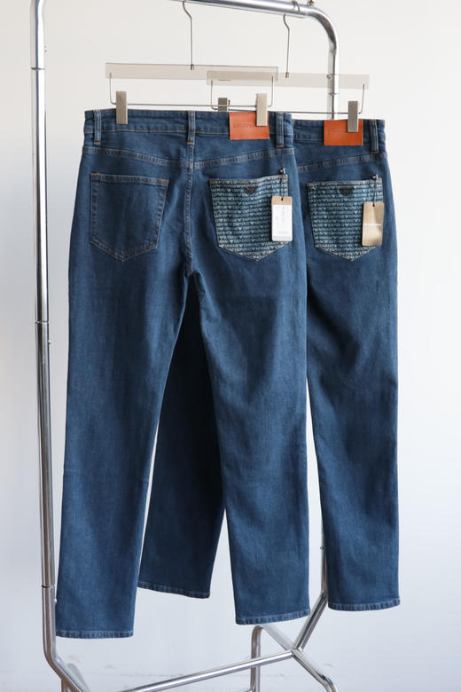 E@秋冬款 后袋水印图案 棉弹牛仔裤 NZK251 商品图3