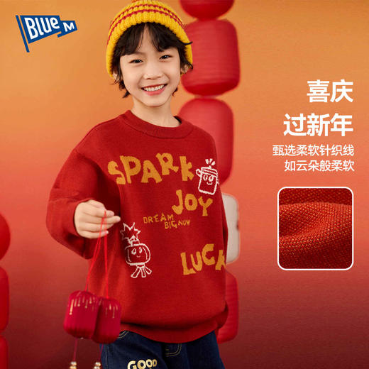 儿童毛衣冬季男童针织衫冬装男孩女童毛线衣儿童拜年服新年衣服冬Z5DBN014【2601年服专场】 商品图2