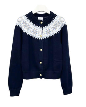 女款羊毛钩花针织开衫毛衣la008