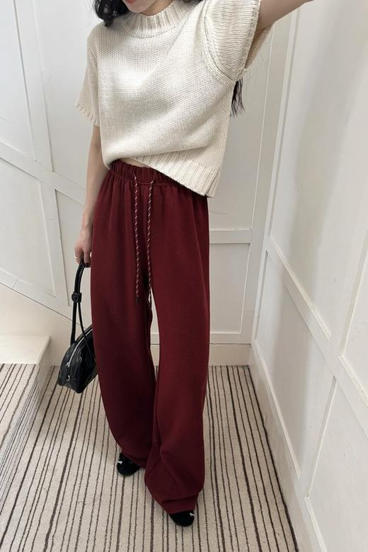 HAYES 薄绒彩色抽绳宽松阔腿休闲长裤 21616 商品图1