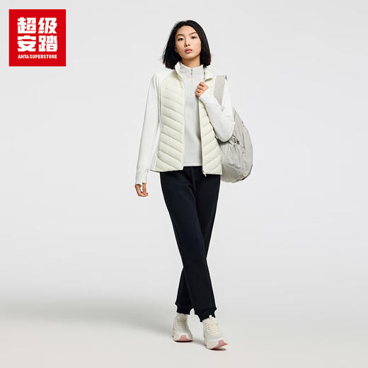 超级安踏羽绒拼接运动外套女士秋冬防泼水鸭绒保暖夹克外套女162546616U 商品图3